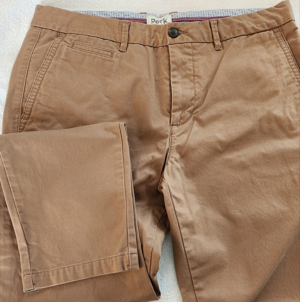 Perk Brand Straight Leg Dark Tan Chinos 35W/32L